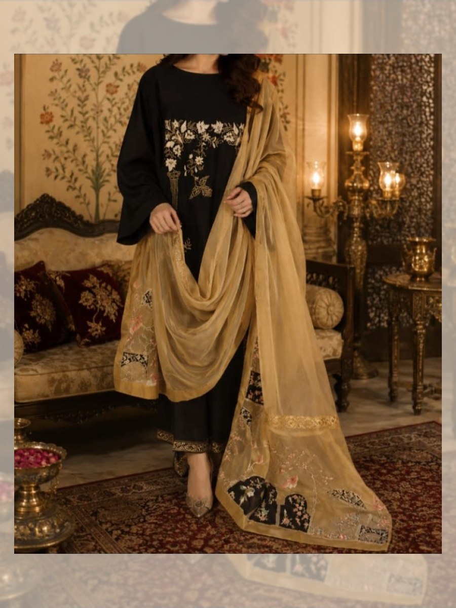 Noor Black & Antique Gold Ensemble