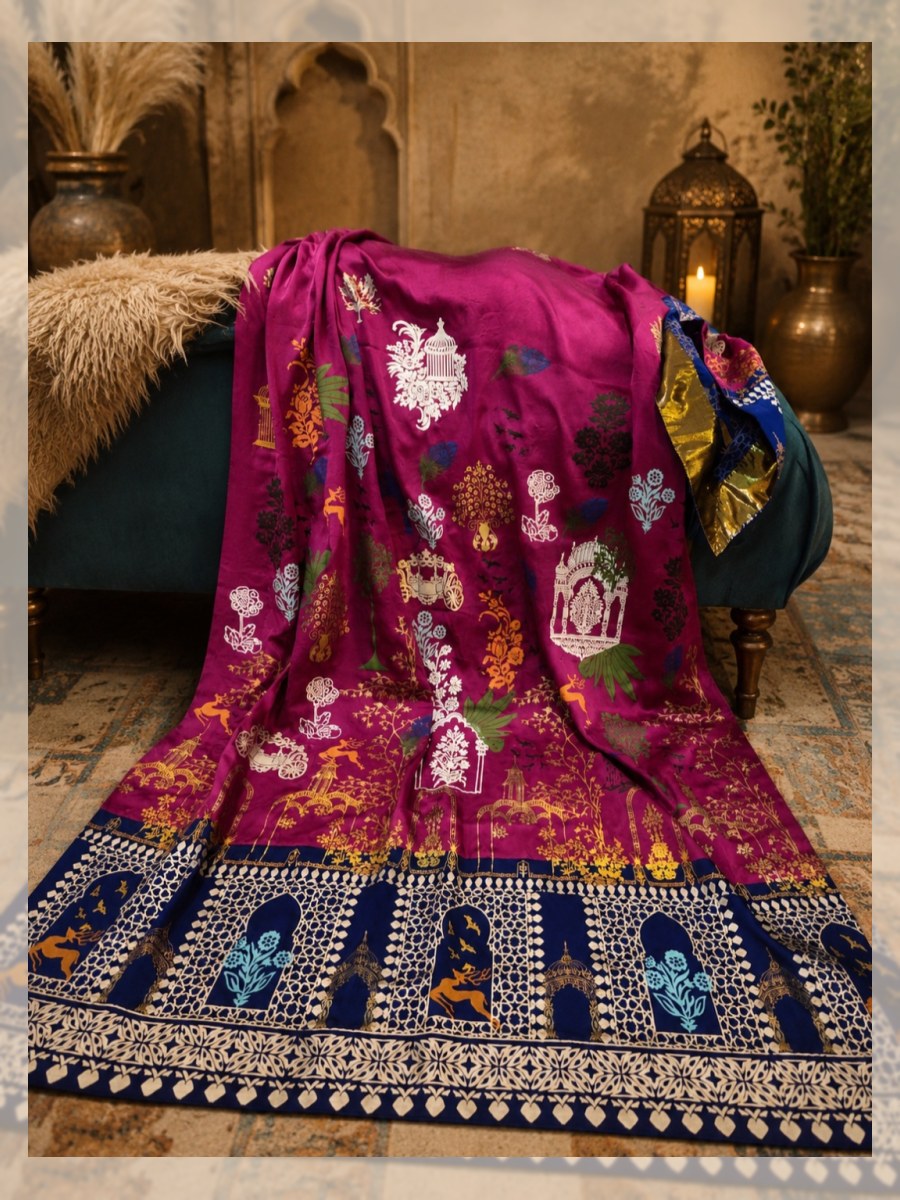 Royal fuschia mughal chaddar